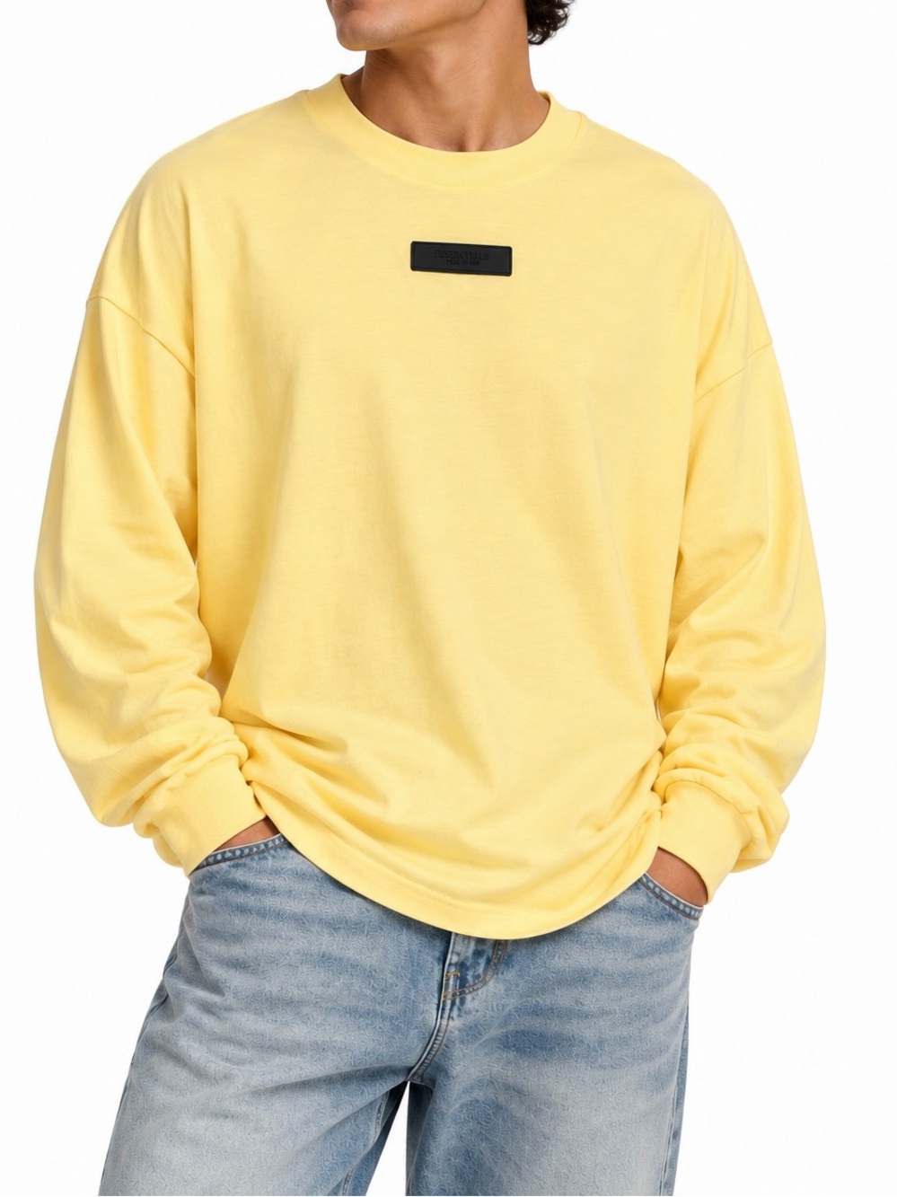 Fear of God Essentials Yellow Oversized Long Sleeve Tee Shirt S